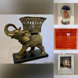 MaxSold Auction: This online auction features vintage brass clock, Fritz Ketz original oil painting, Lynn Donoghue original watercolour paintings, vintage shell vase,  vintage pre-production pop art, silk scarves, cherub planter, art glass, elephant planters, MCM carved fruit, and much, much, more!!!